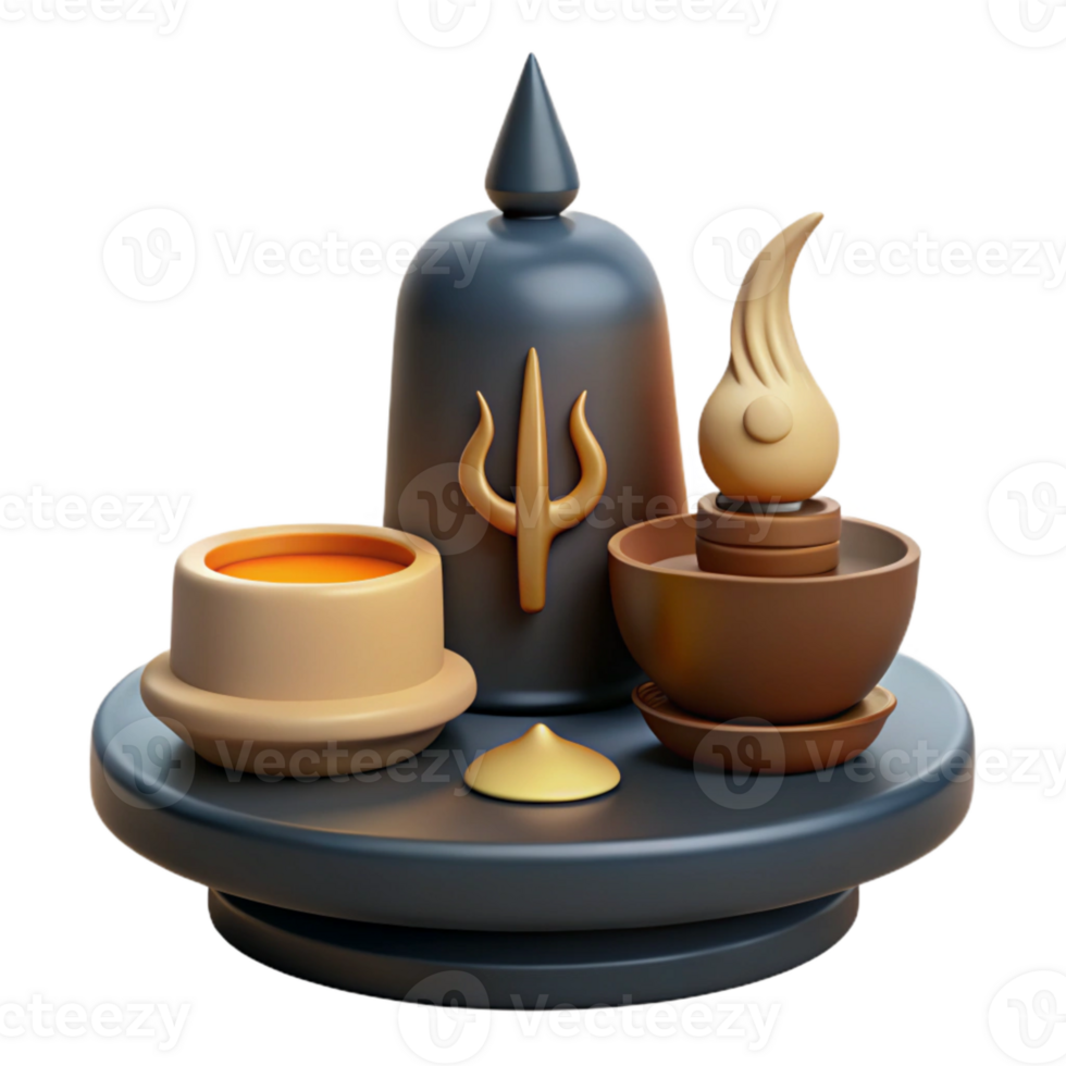 3D Render of a Traditional Religious Shrine with Offerings png