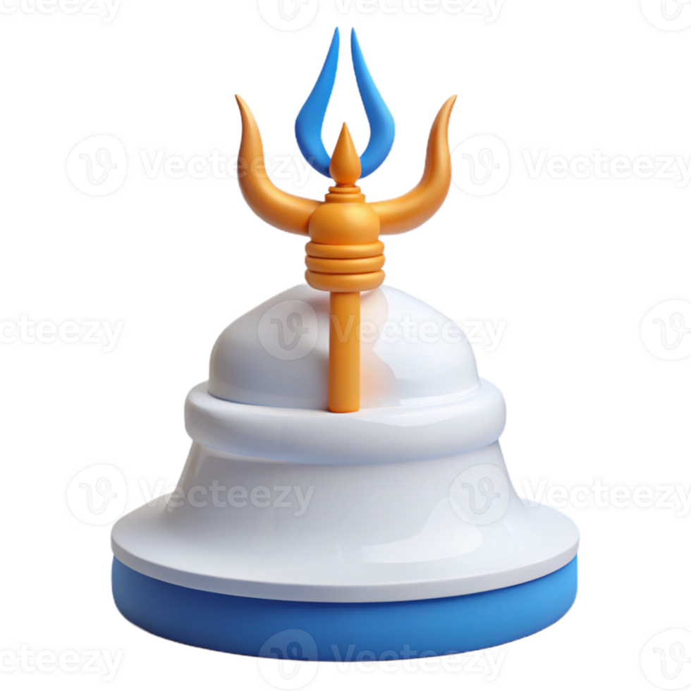 3D Render of a Bell with a Trident on Top png