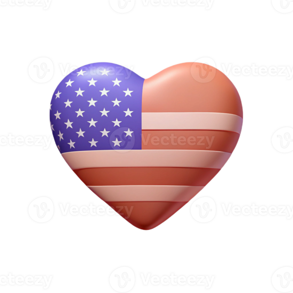 Patriotic Heart with American Flag Design png