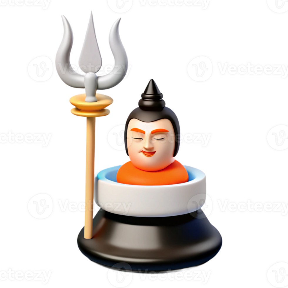 3D Illustration of a Deity with a Trident png