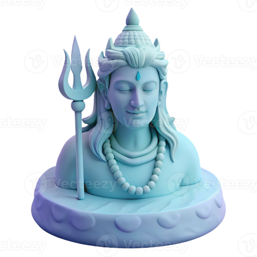 3D Render of Hindu Deity with Trishul and Beads png