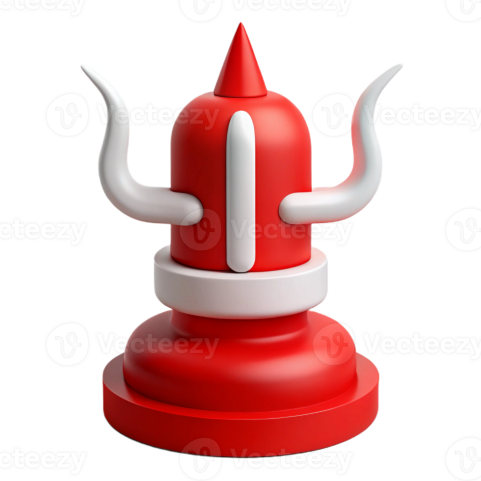 Abstract 3D Red and White Geometric Sculpture with Curved Horns png