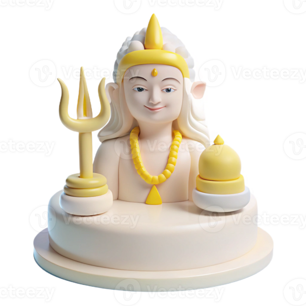 3D Render of a Hindu Deity with Trident and Jewelry png