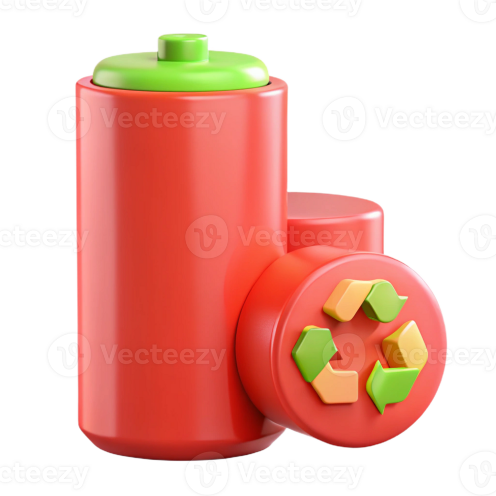 Recycling Battery Icon 3D Rendering png