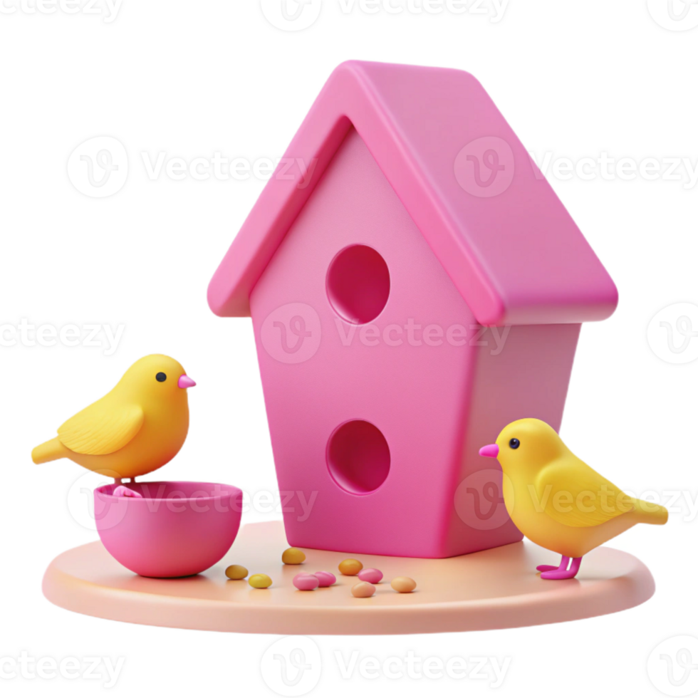 Cute Birdhouse with Two Yellow Birds png