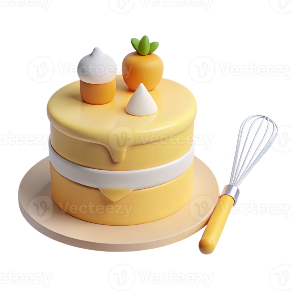 3D Rendered Cartoon Cake with Dripping Icing png