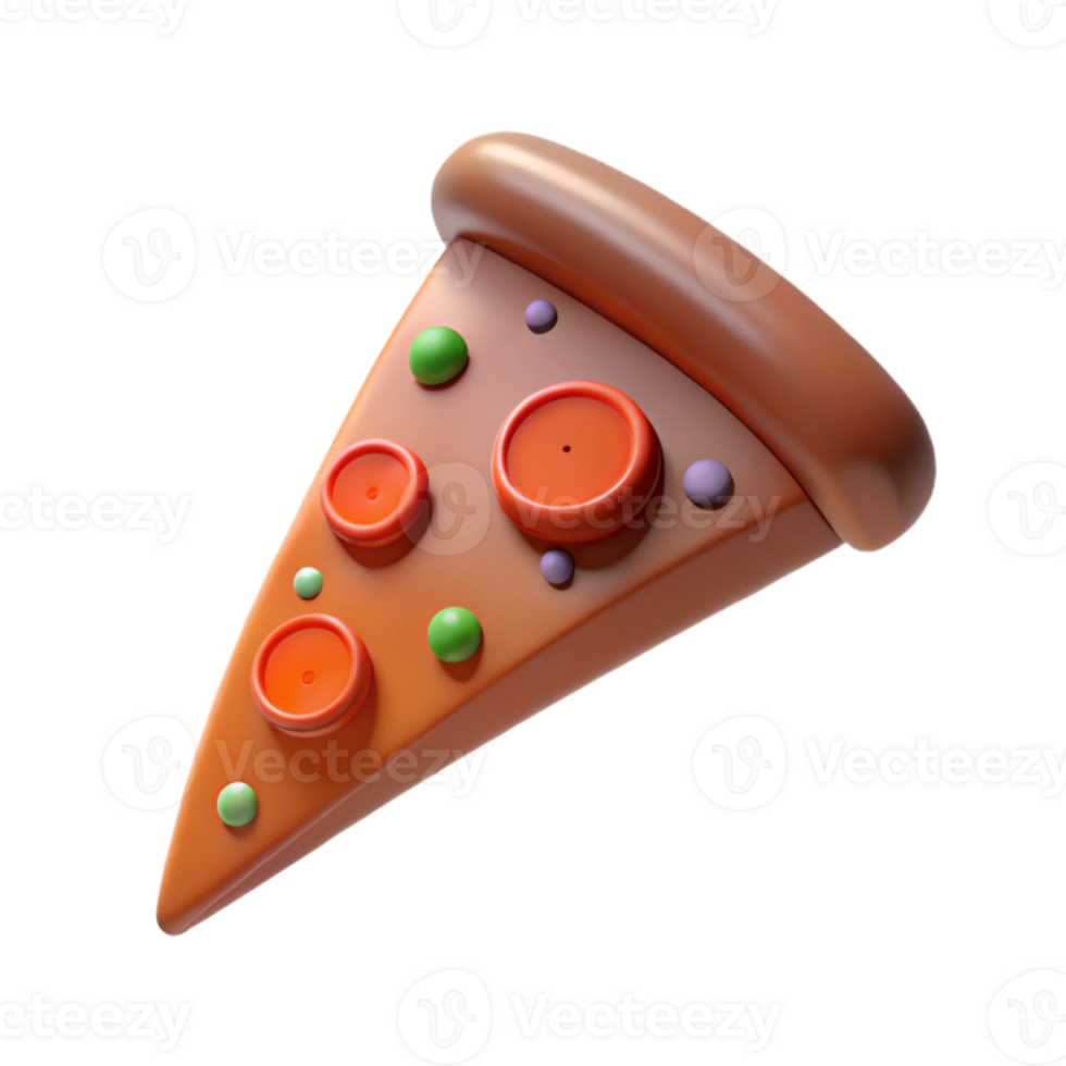 3D Rendered Pizza Slice with Toppings png
