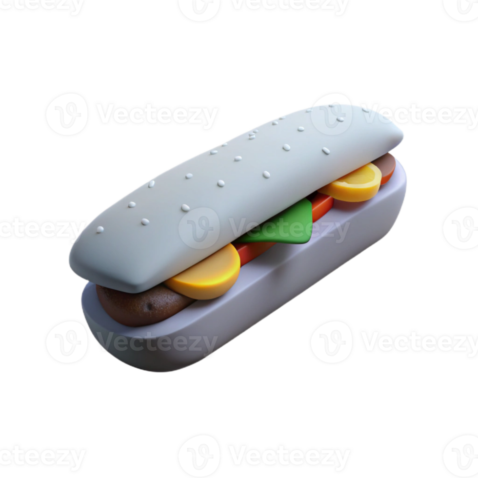 3D Render of a Delicious Sub Sandwich png