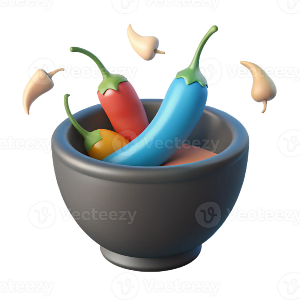 Colorful Peppers in a Bowl png