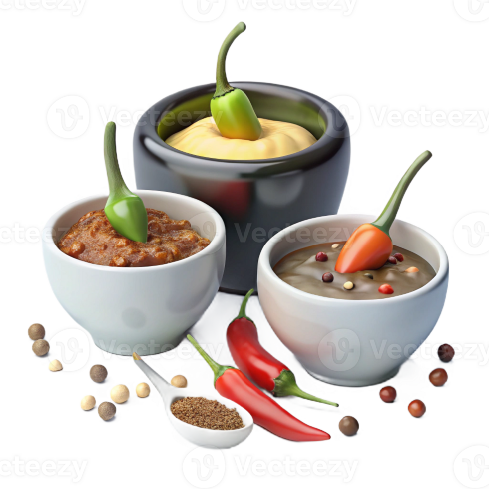 Spicy Dips with Chili Peppers and Peppercorns png