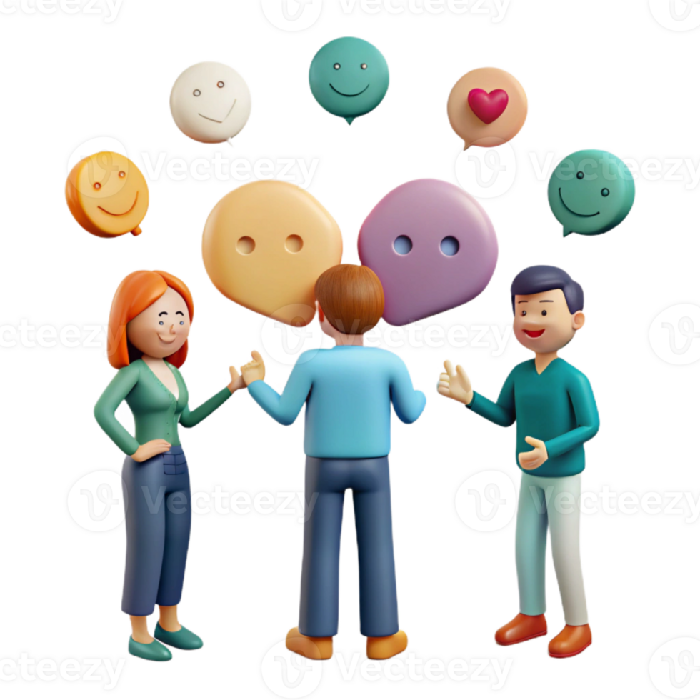 Happy People Talking and Smiling, Cartoon Illustration png