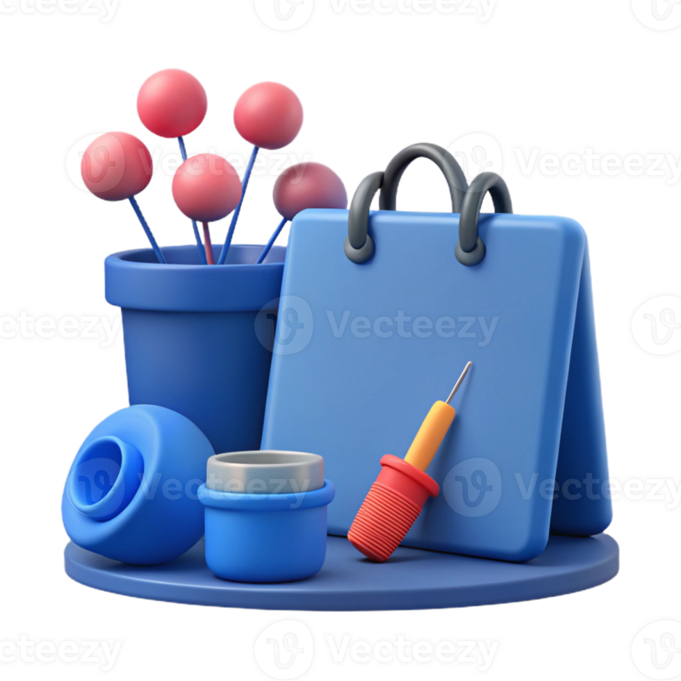 3D Rendered Objects Blue and Pink png