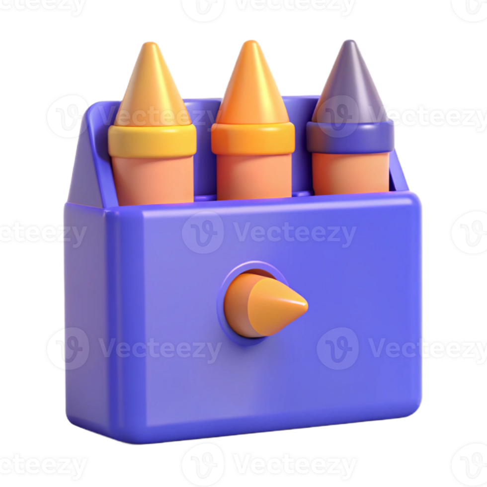 3D Render of Crayons in a Box png