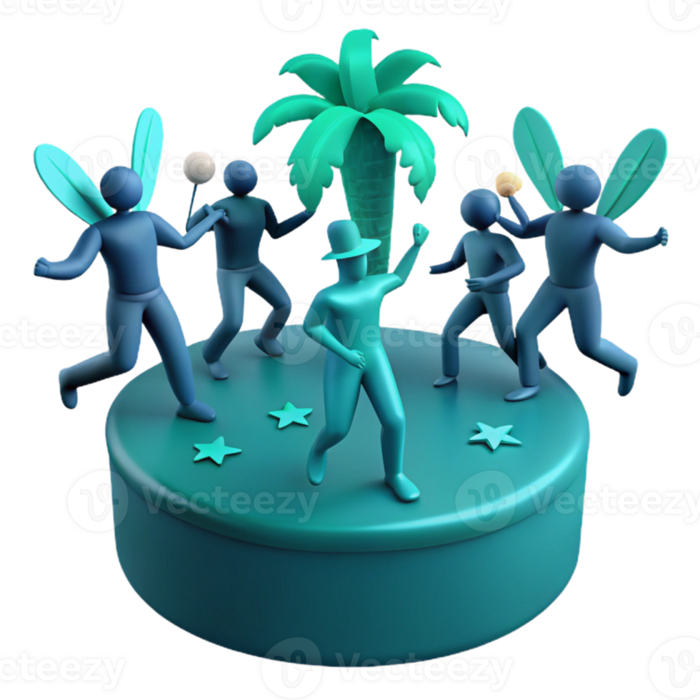Dancing Figures Under a Palm Tree png