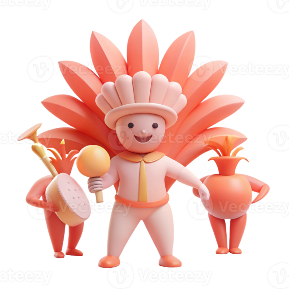 3D Cartoon Characters in Festive Attire png