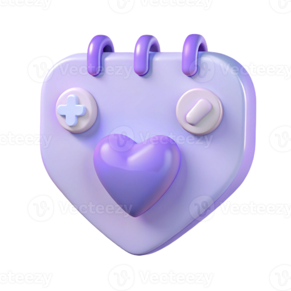 Purple Heart-Shaped Game Controller with Buttons png