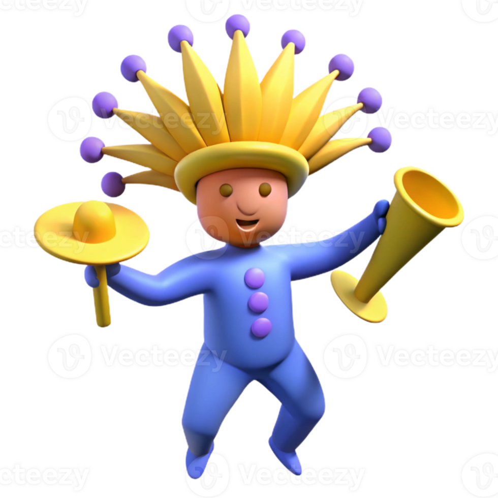 Joyful 3D Character in Festive Attire png