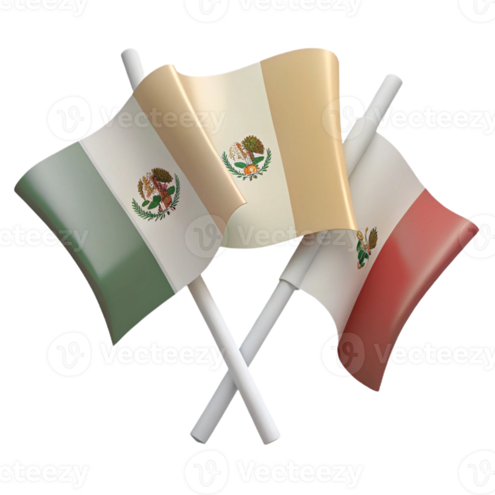 Mexican Flags Waving in the Wind png