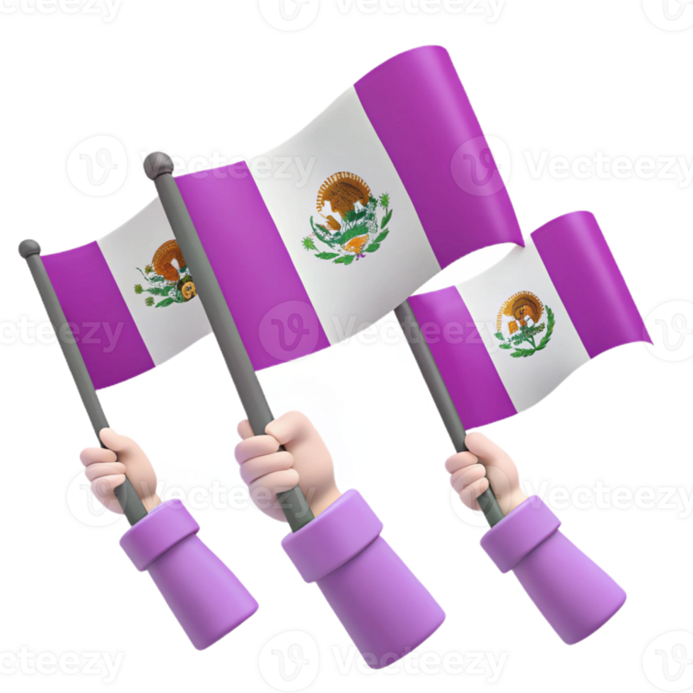 3D Illustration of Hands Holding Flags png