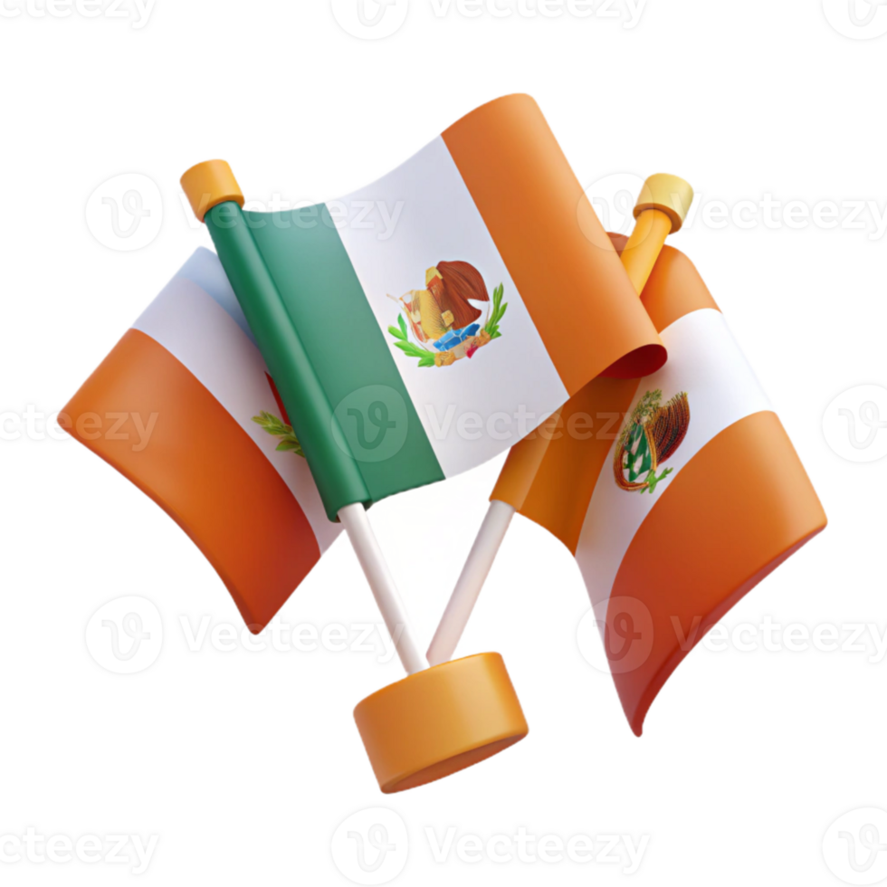 Mexican Flags Waving in the Wind png