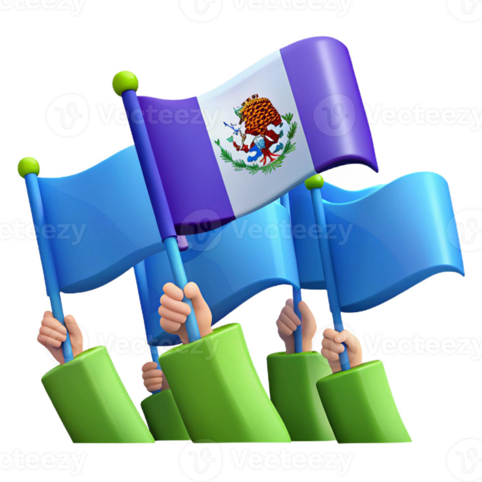 Waving Flags of a Nation in a Crowd png