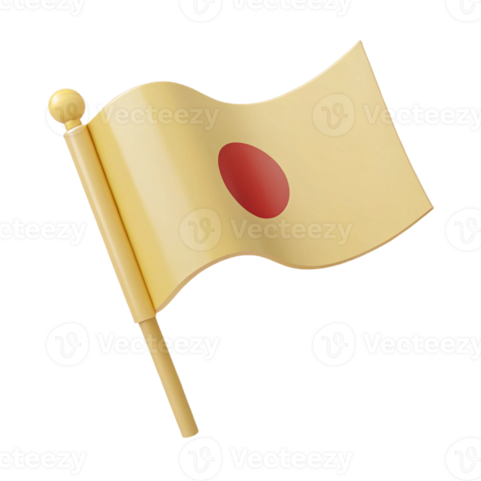 3D Render of a Waving Japanese Flag png