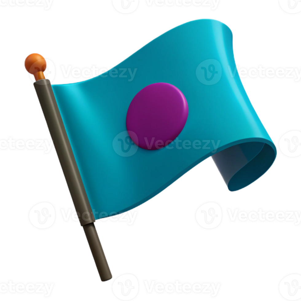 azul bandeira com roxa círculo 3d render png