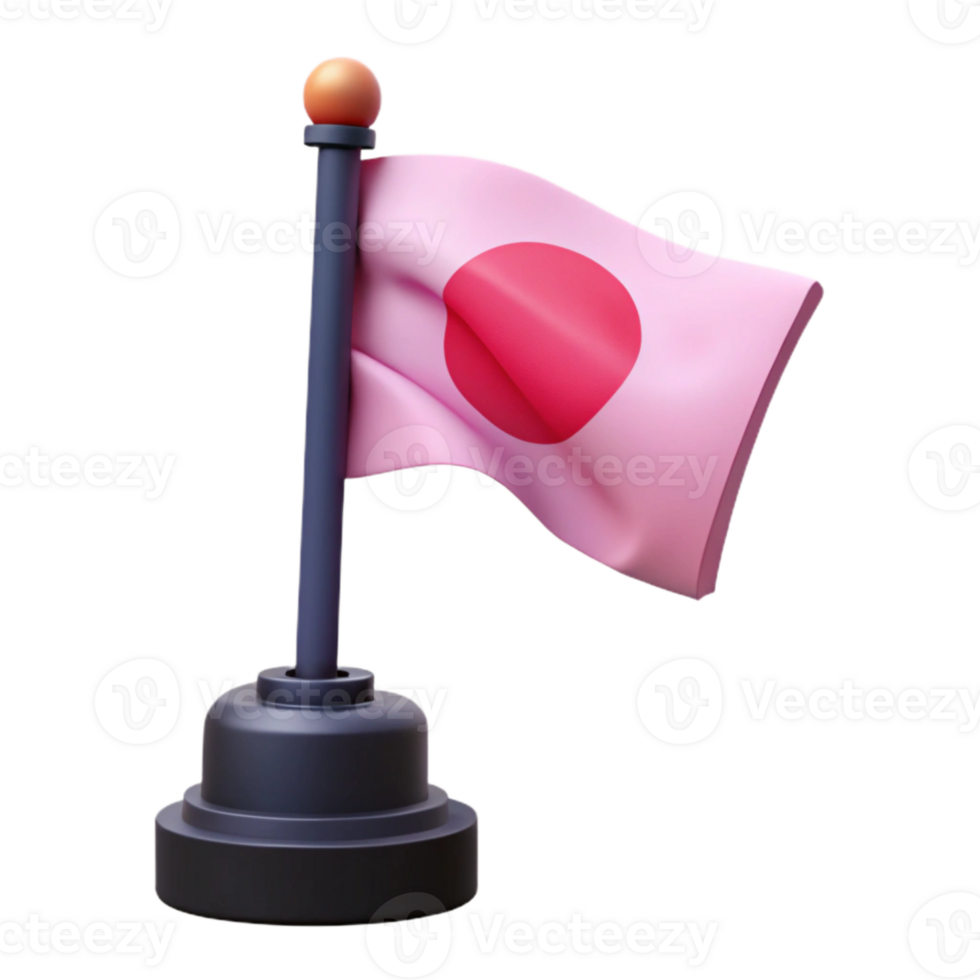 3D Rendered Flag with Red Circle png