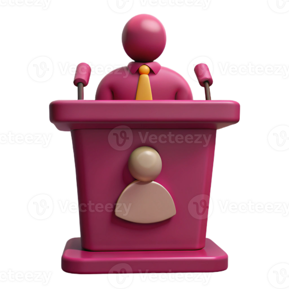 3D Render of a Speaker at a Podium png
