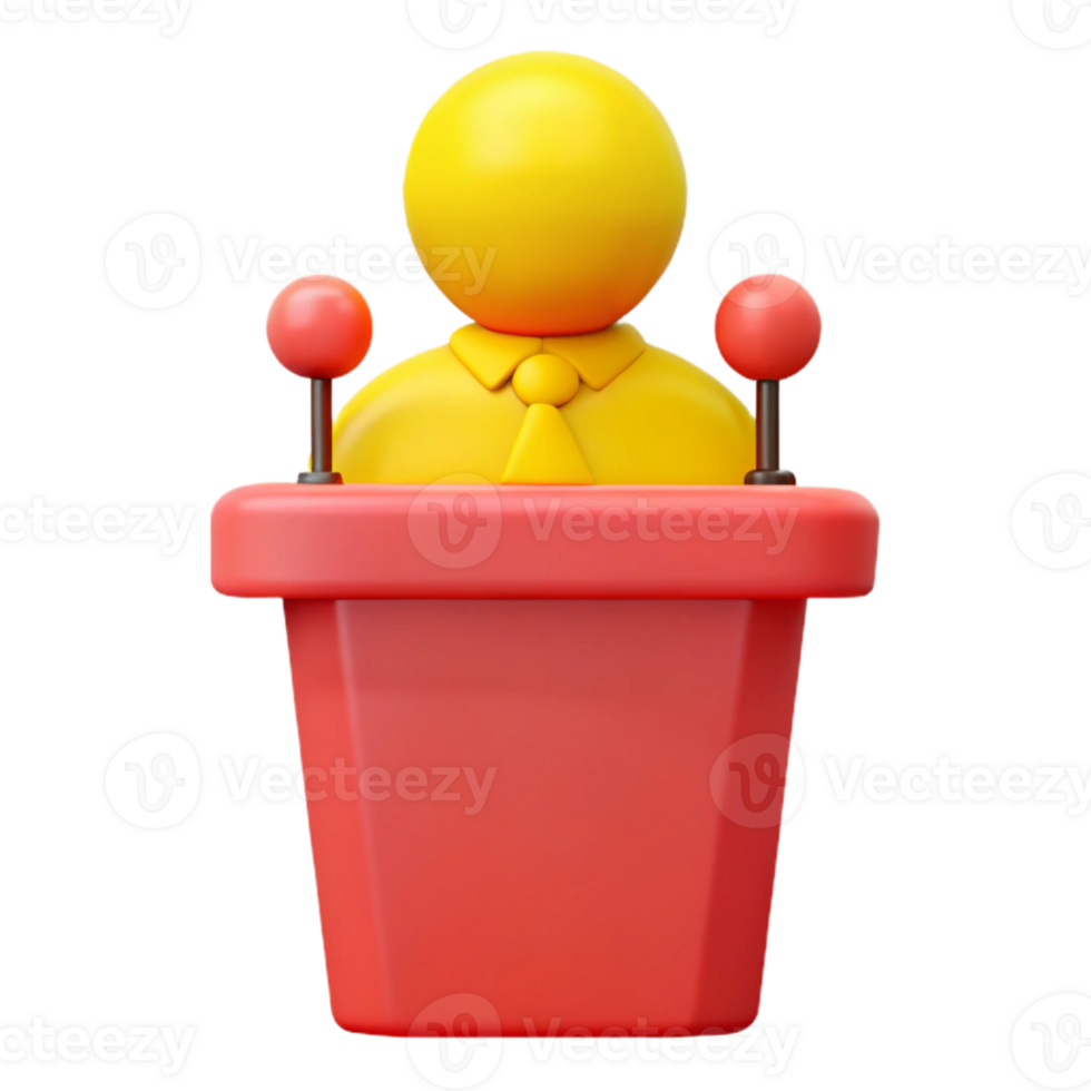 3D Render of a Speaker at a Podium png