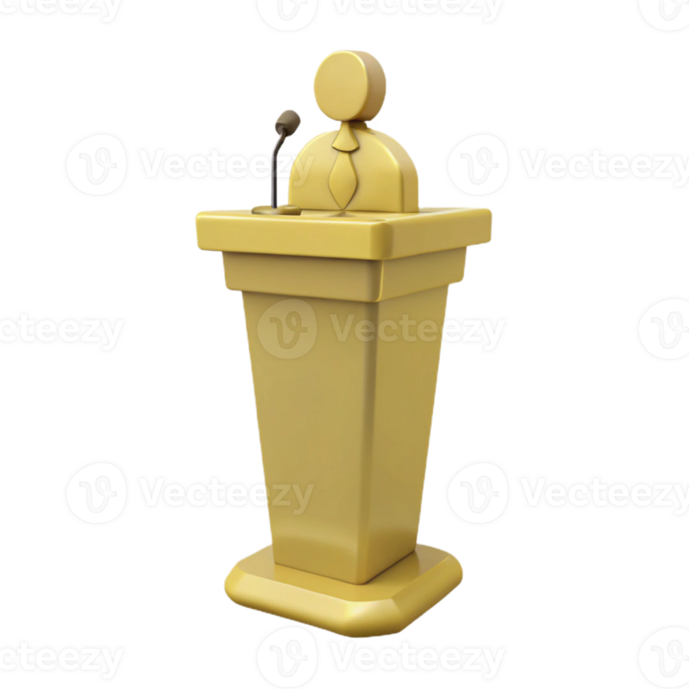 3D Rendering of a Golden Speaker s Podium png