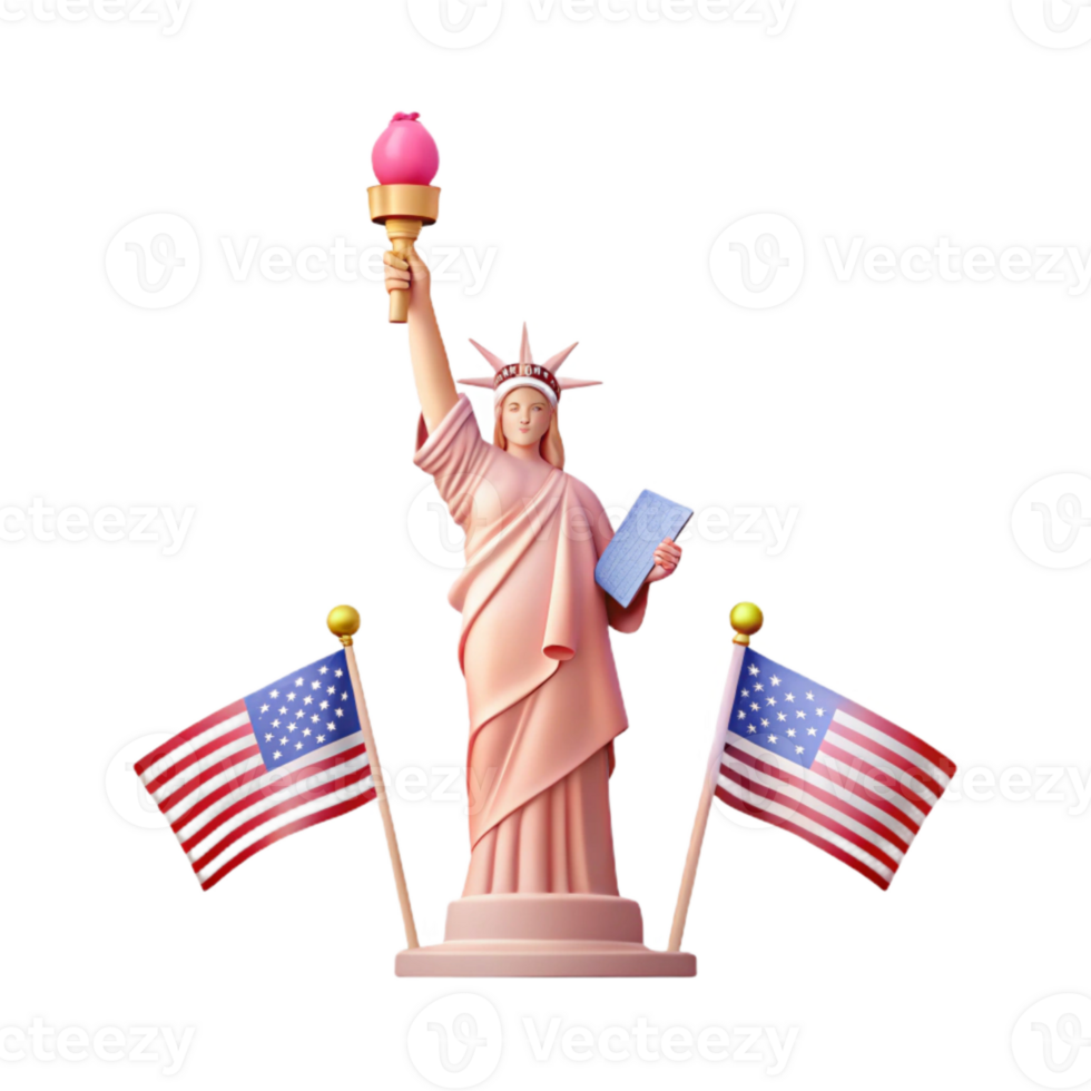Statue of Liberty with American Flags png