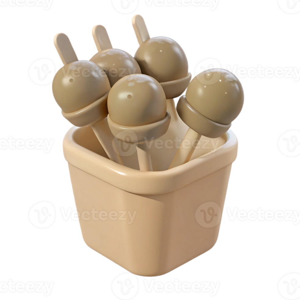 3D Render of Popsicles in a Container png