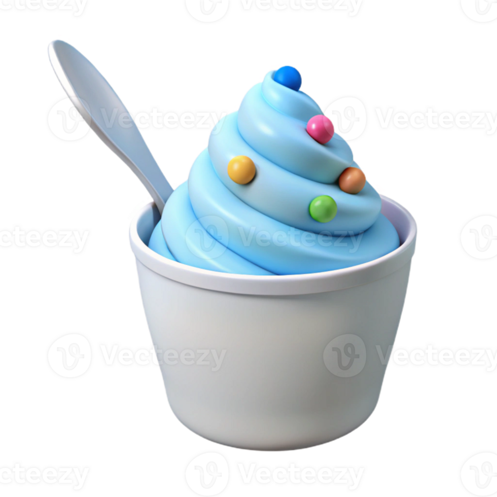 Frozen Dessert with Colorful Toppings in a White Cup png