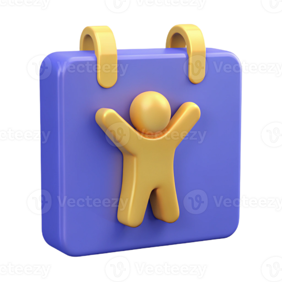 Purple Calendar Icon with Golden Stick Figure png