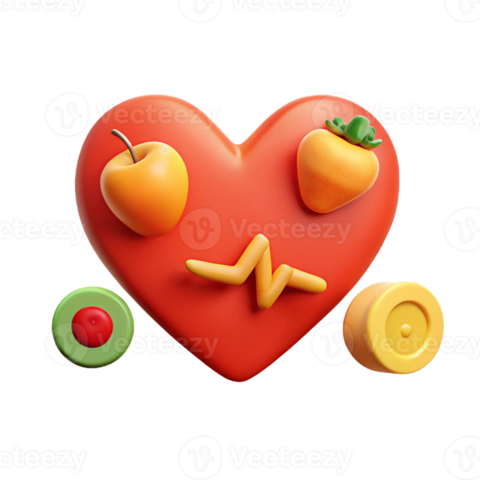 Healthy Heart with Fruits and Pulse png