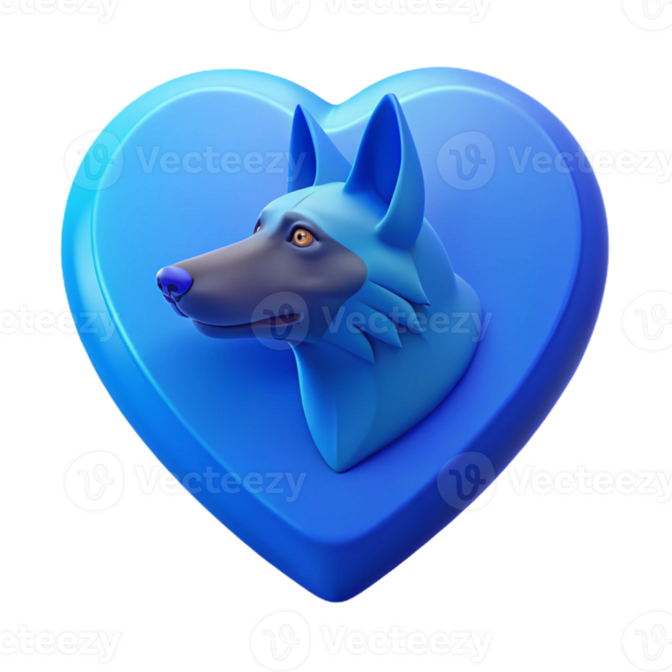 Blue Wolf Head in Heart Shape png