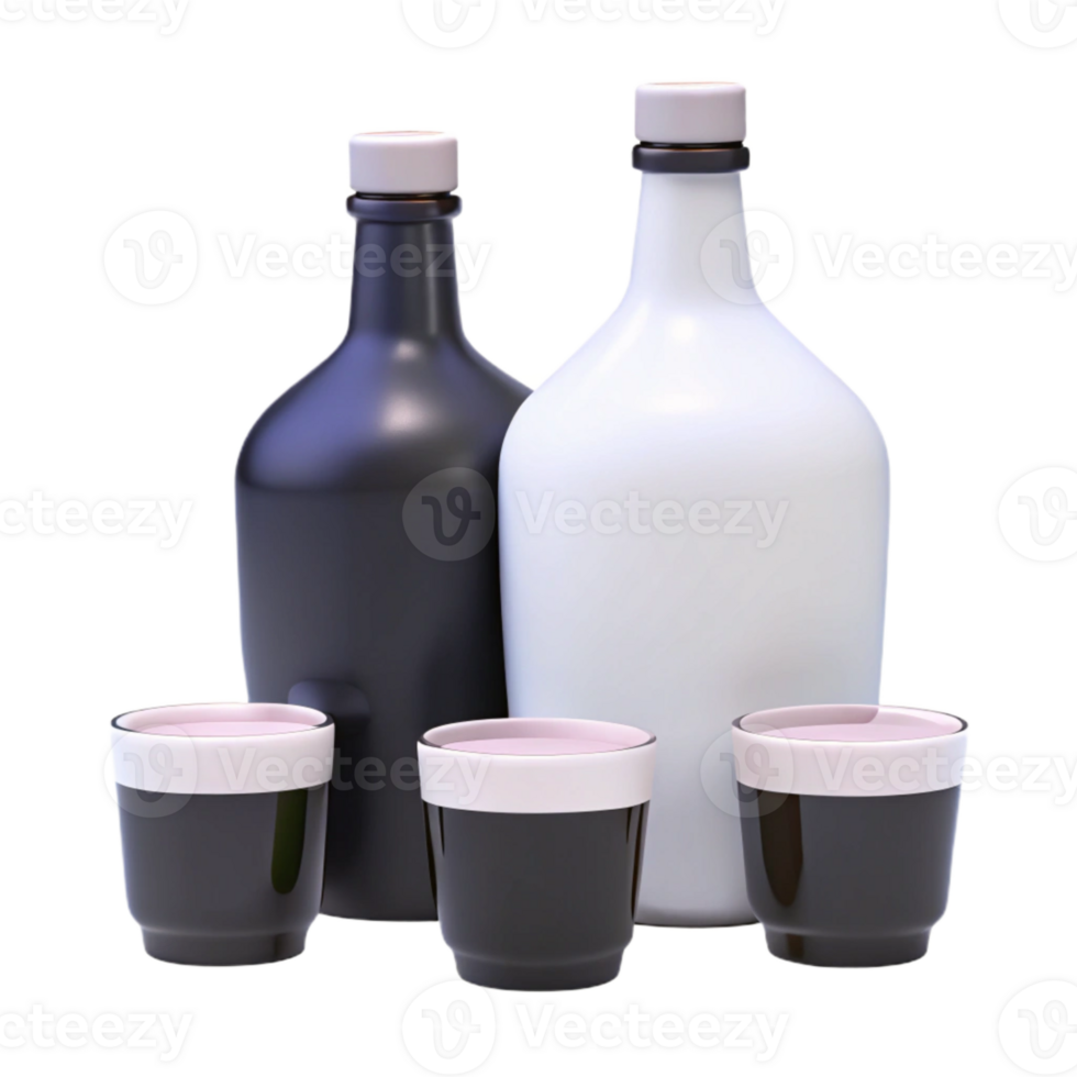 Three Glasses and Two Bottles of Alcoholic Beverages png