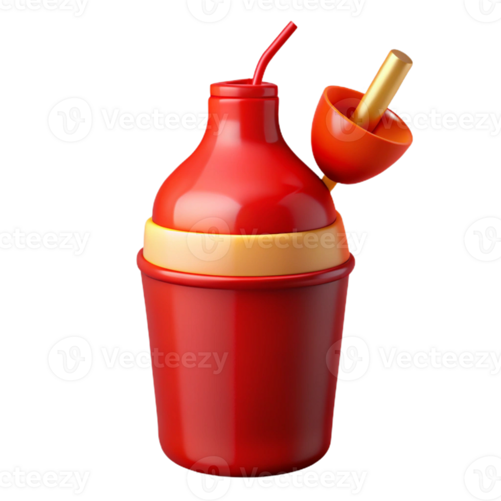 Red and Yellow Tumbler with Straw png
