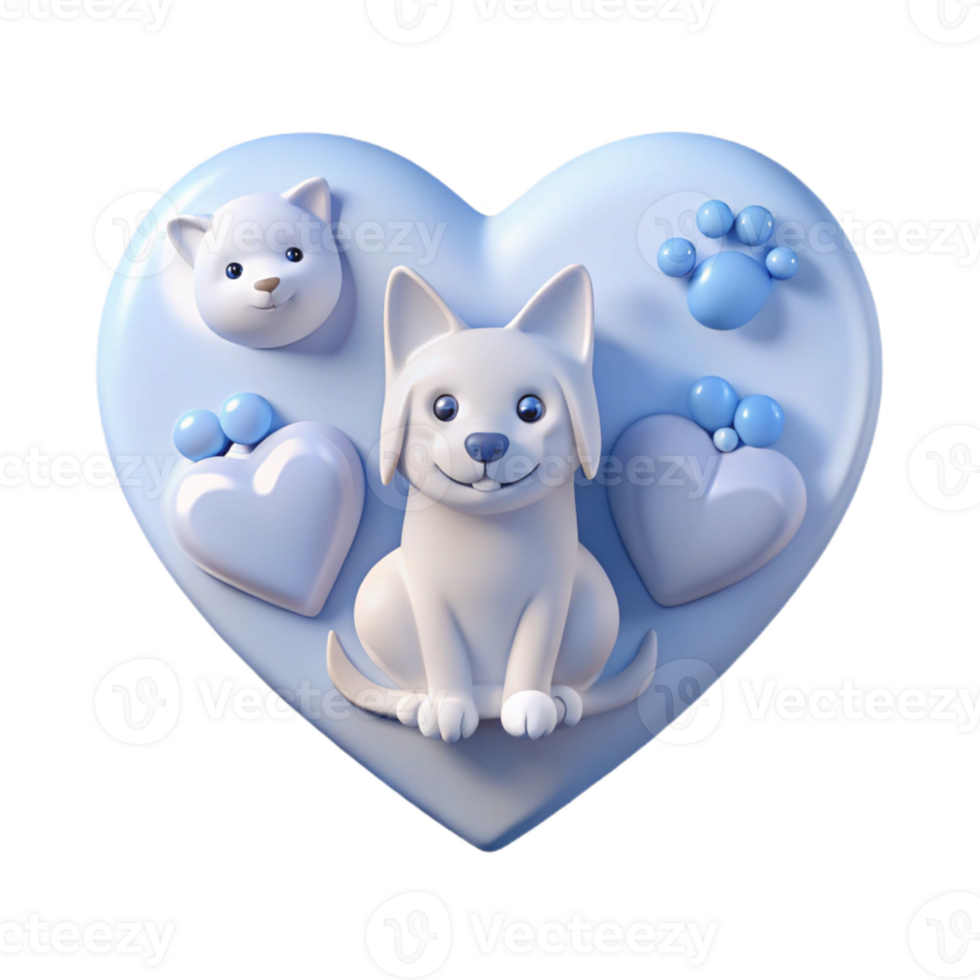 3D Cute Puppy Heart Design png