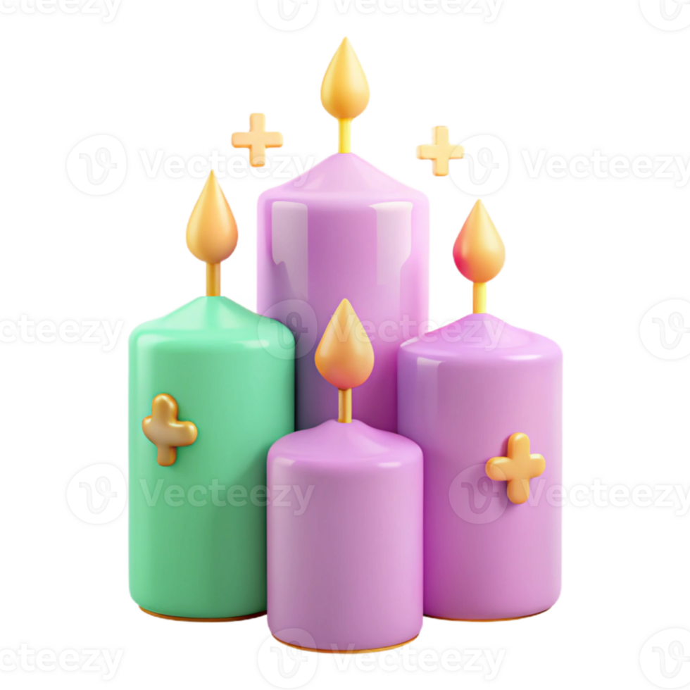 Colorful Candles with Plus Signs png
