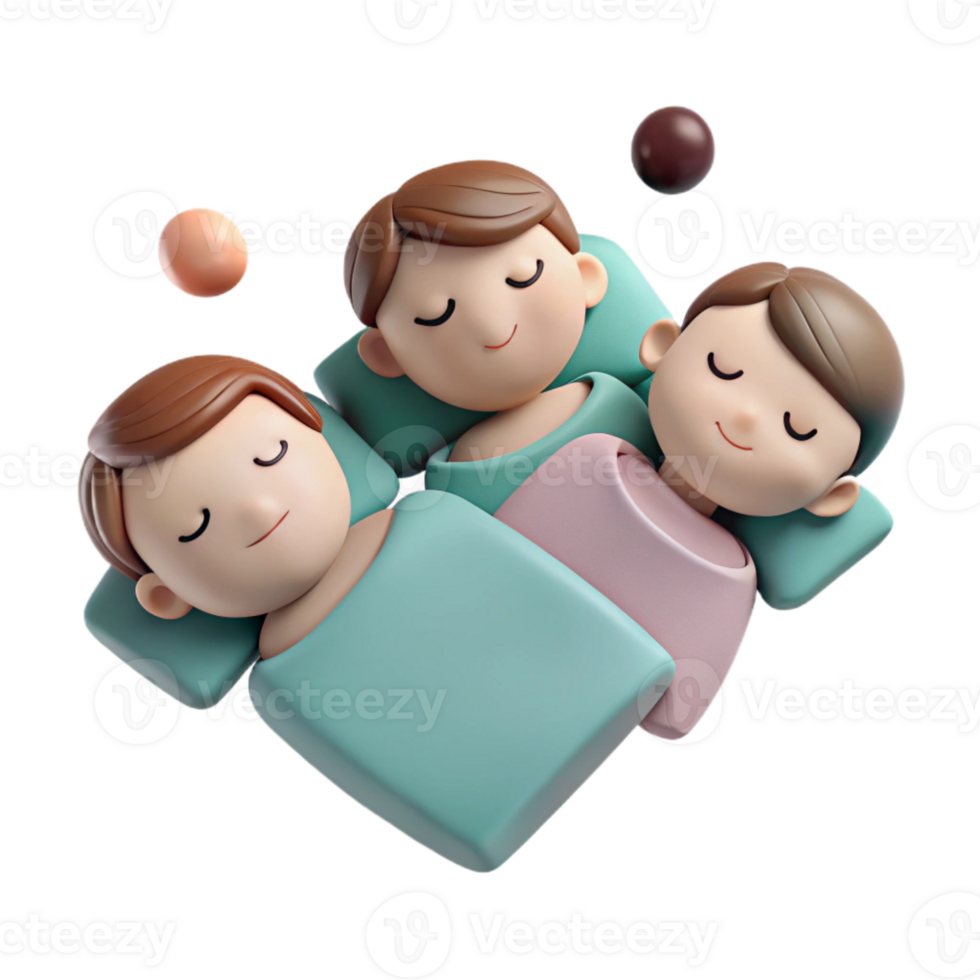 Sleeping Cartoon Characters in Bed png