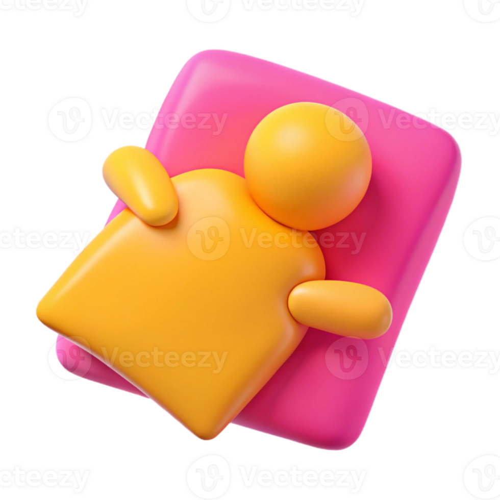 3D Cartoon Character Laying on a Pink Pillow png