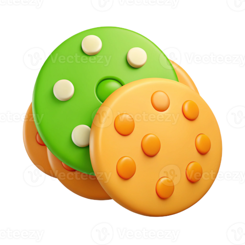 Colorful 3D Stacked Circles with Dot Patterns png