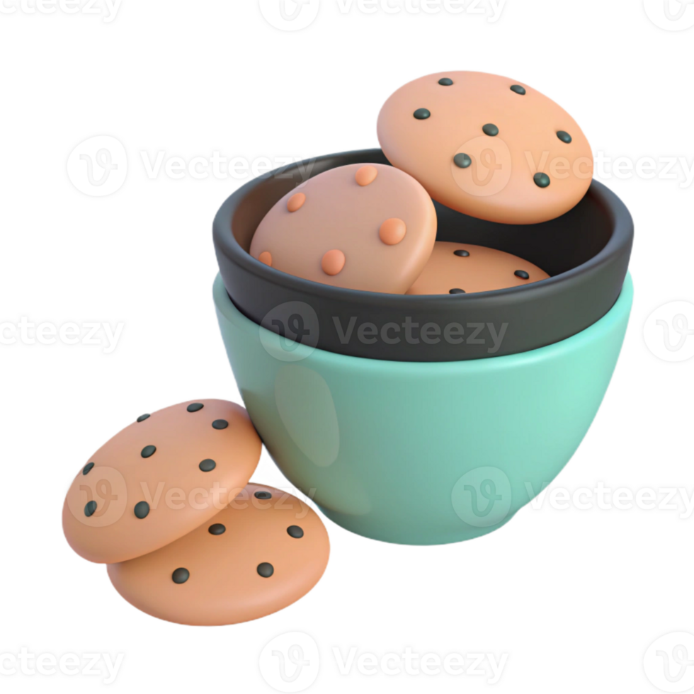 Chocolate Chip Cookies in a Bowl png