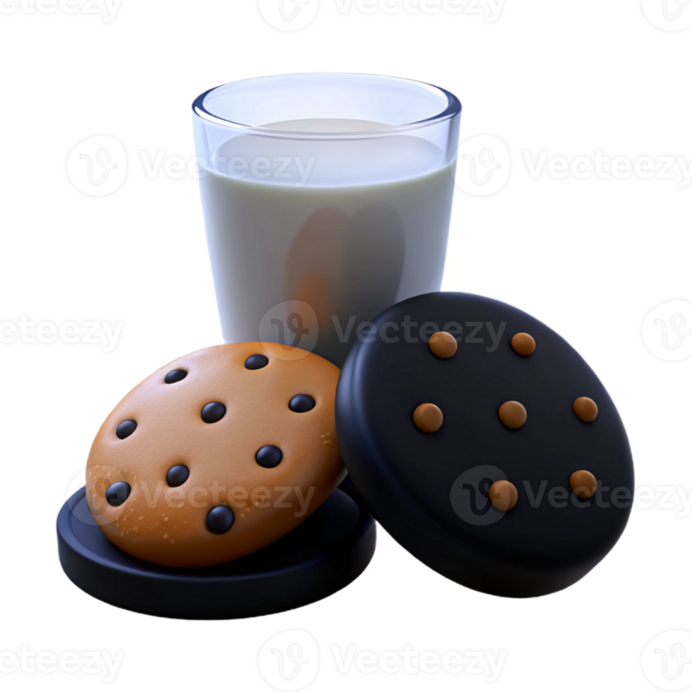 Glass of Milk and Chocolate Chip Cookies png