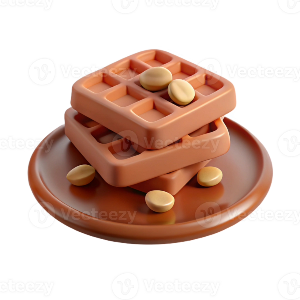 Stack of Waffles with Round Toppings on a Plate png