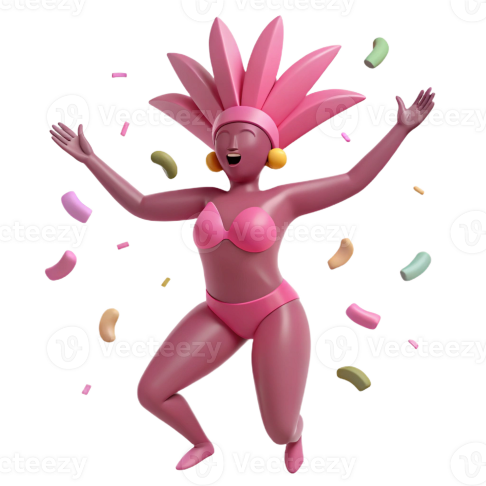 3D Illustration of a Festive Woman in a Pink Bikini and Headpiece png