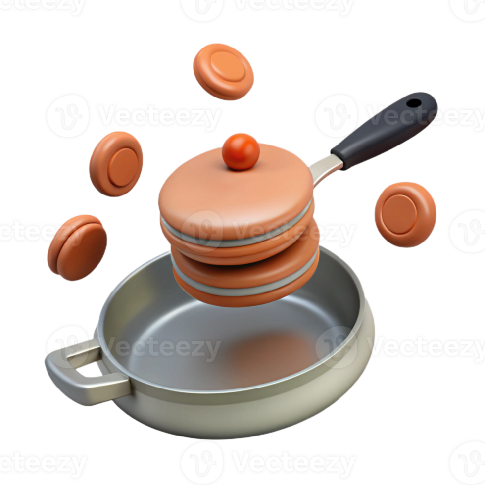 Stack of Circular Objects Floating Above a Pan png