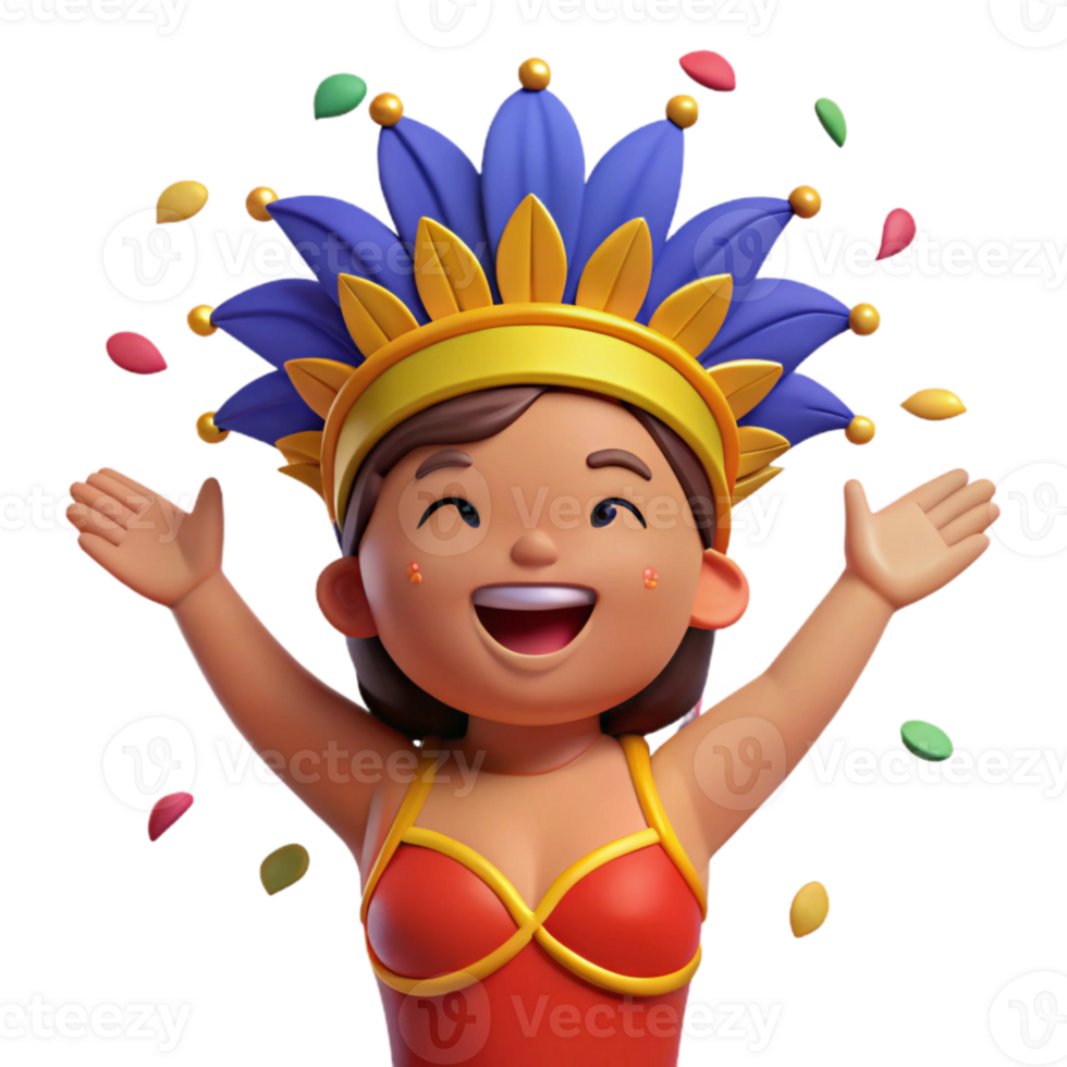 Cheerful Cartoon Character with Colorful Headwear png